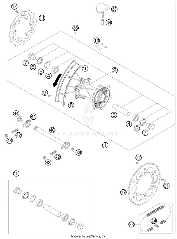 Rear Wheel 250 XC Chassis - 2012 Schematic