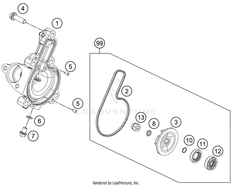 Water Pump RC 390 ENGINE - 2018 Schematic
