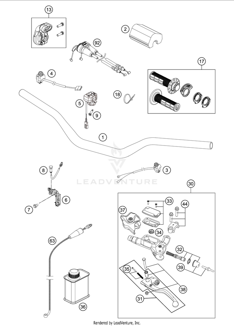 Handlebar, Controls 350 SX-F Chassis - 2021 Schematic