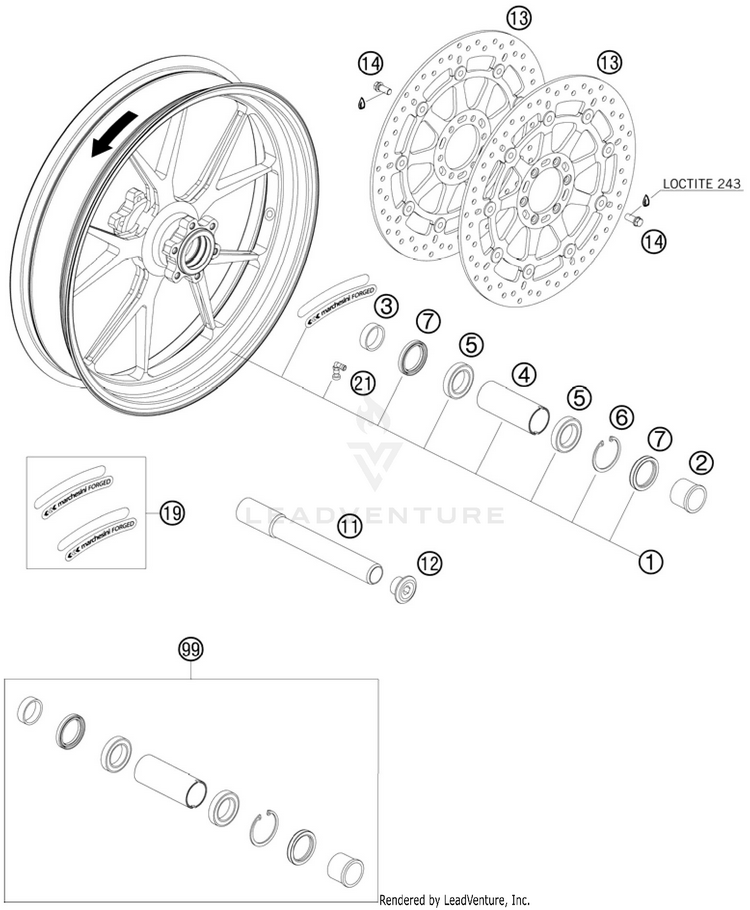 Front Wheel 990 Supermoto R Chassis - 2010 Schematic