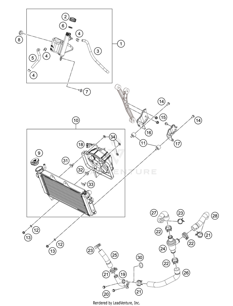 Cooling System 390 RC WHITE ABS Engine - 2016 Schematic