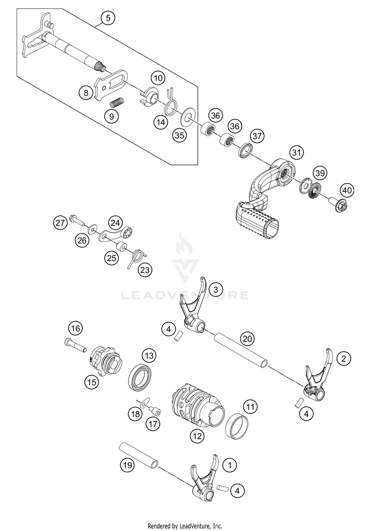 Shifting Mechanism 250 XC-W TPI Engine - 2021 Schematic