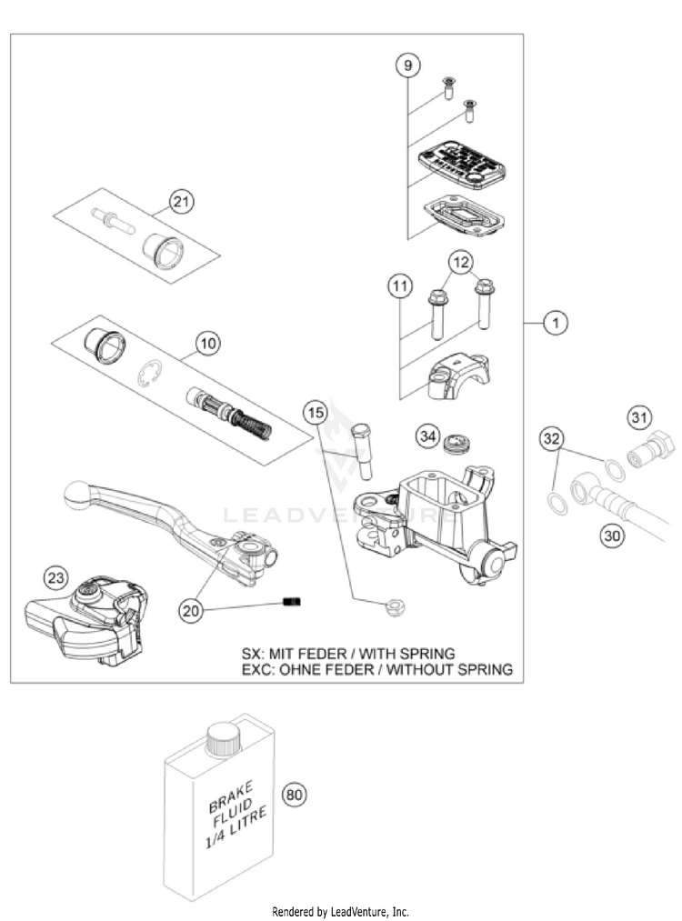 Front Brake Control 350 SX-F CHASSIS - 2025 Schematic