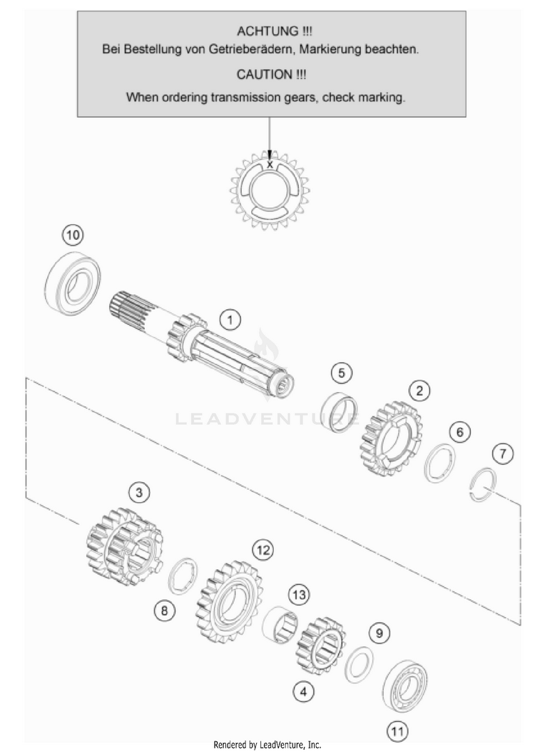 Transmission I - Main Shaft 150 XC-W US ENGINE - 2024 Schematic