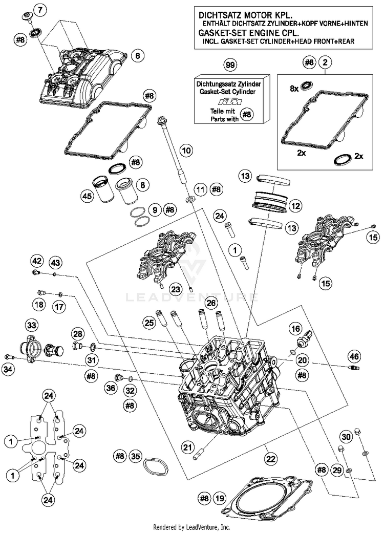 Cylinder Head Front 1290 SUPERDUKE R ORANGE Engine - 2015 Schematic