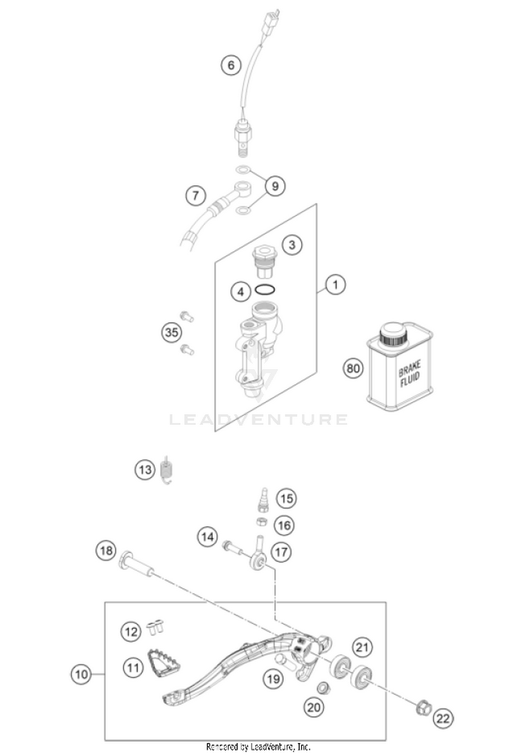 Rear Brake Control 350 EXC-F US CHASSIS - 2024 Schematic