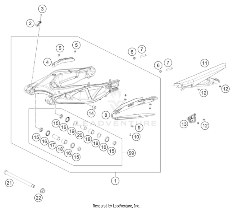 Swing Arm 1290 SUPER ADVENTURE S, orange US CHASSIS - 2022 Schematic