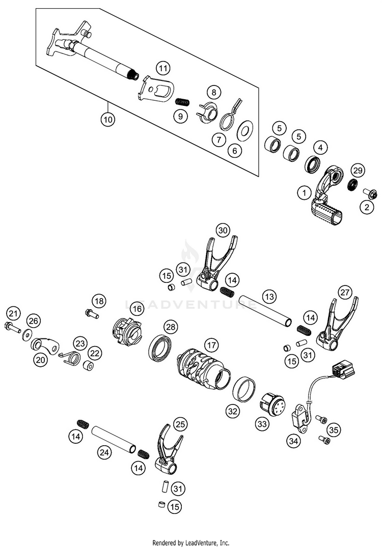 Shifting Mechanism 450 EXC-F ENGINE - 2019 Schematic