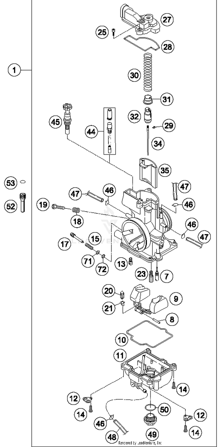 Carburetor 300 XCW Sixdays Engine - 2014 Schematic
