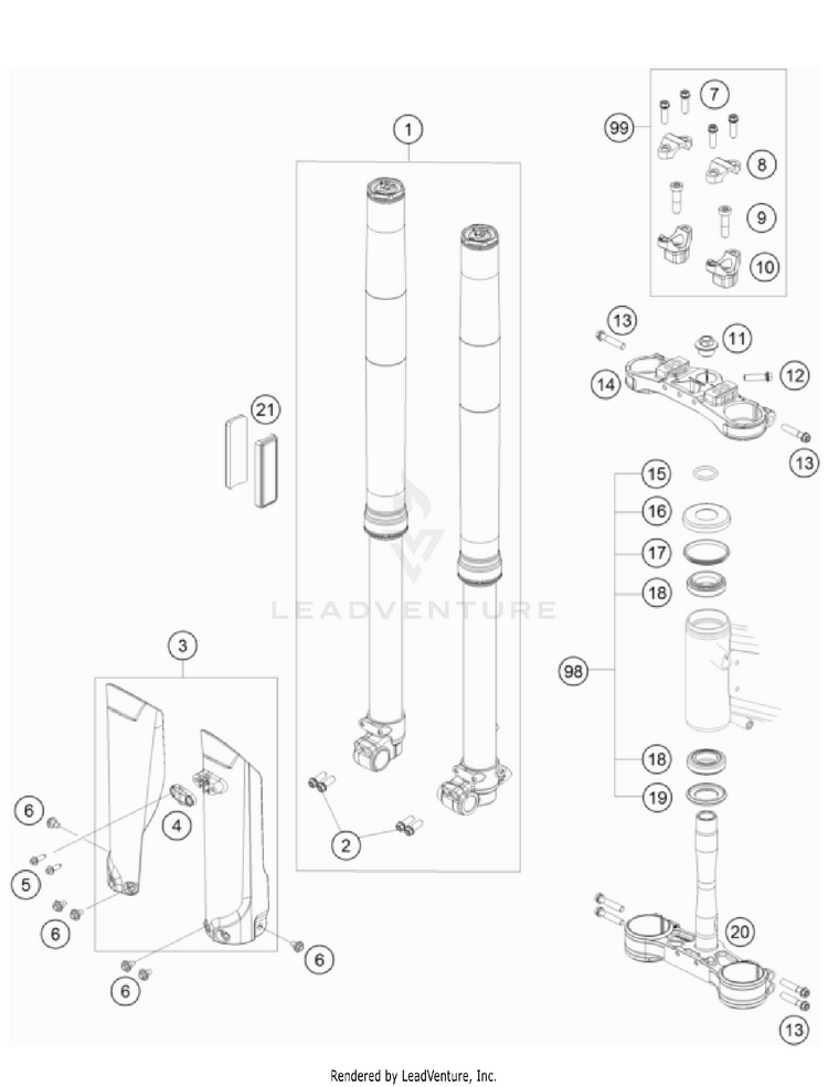 Front Fork, Triple Clamp FREERIDE E-XC CHASSIS - 2023 Schematic