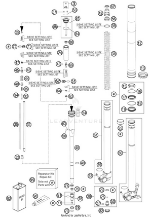Front Fork, Disassembled Schematic