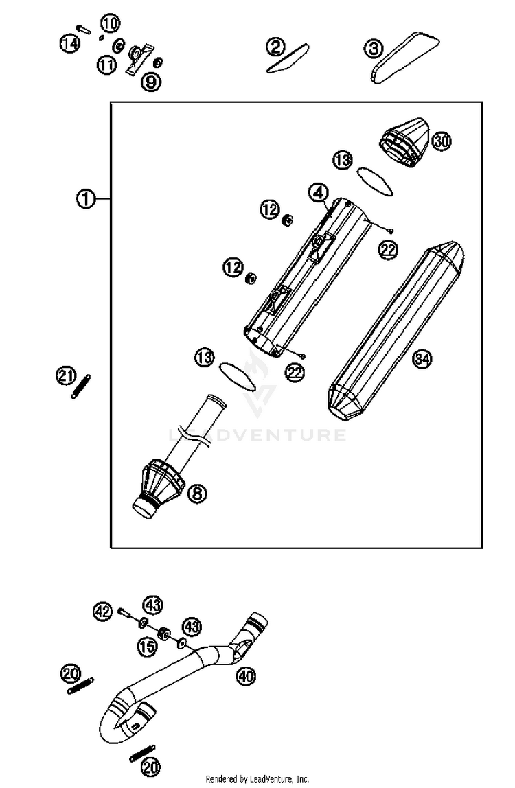 Exhaust System 450 SX-F FACT. REPL. USA Chassis - 2012 Schematic