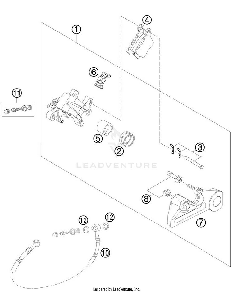 Brake Caliper Rear 250 SX Chassis - 2012 Schematic