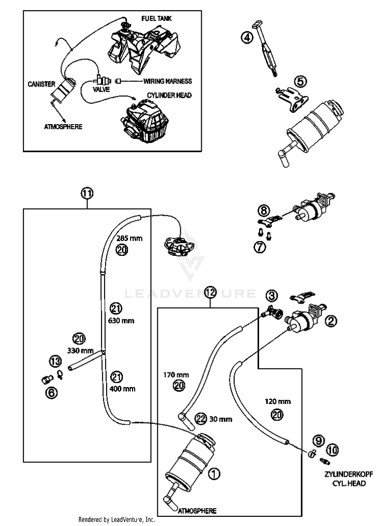 Evaporative Canister 350 EXC-F USA Chassis - 2013 Schematic
