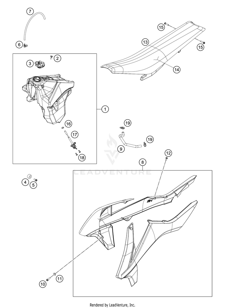 Tank, Seat, Cover 250 XC CHASSIS - 2018 Schematic