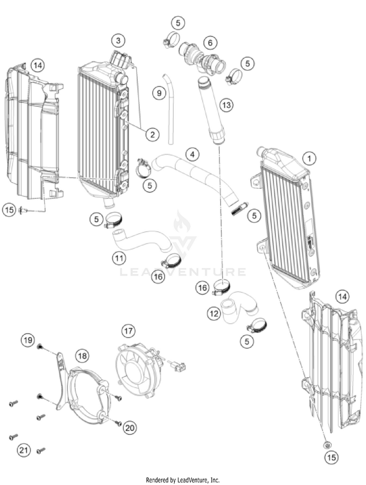 Cooling System 500 EXC US SL ENGINE - 2025 Schematic