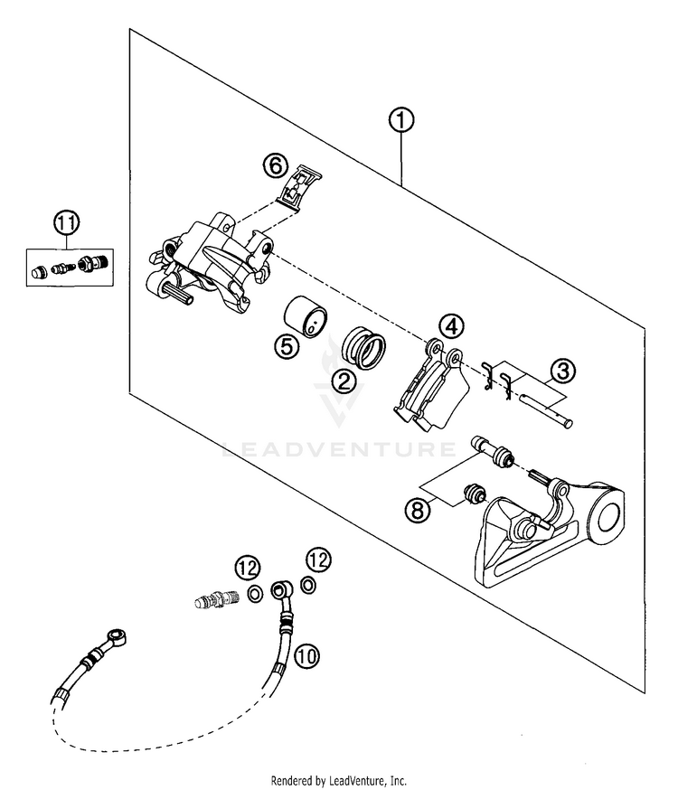 Brake Caliper Rear 300 MXC Chassis - 2004 Schematic