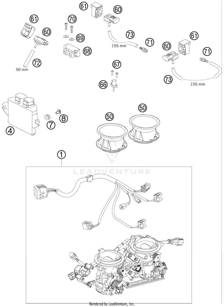 Throttle Body 990 Supermoto R Engine - 2010 Schematic