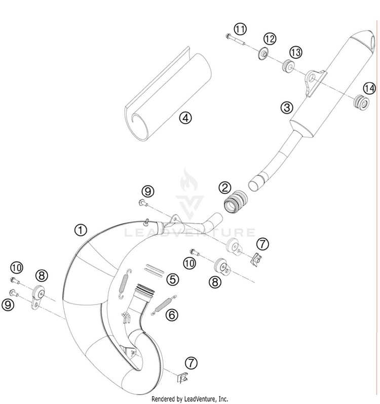 Exhaust System 65 SX Chassis - 2011 Schematic
