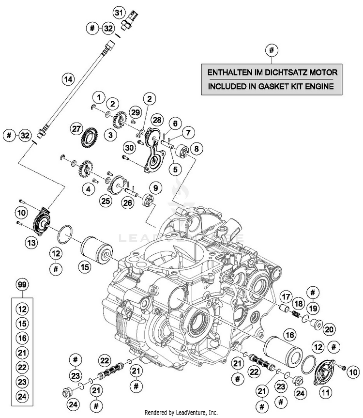 Lubricating System 690 DUKE WHITE Engine - 2016 Schematic
