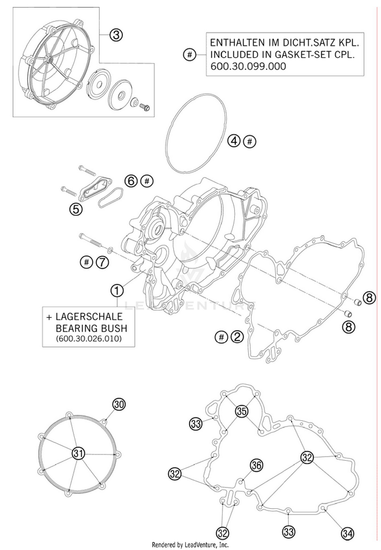 Clutch Cover 990 Supermoto T Engine - 2010 Schematic