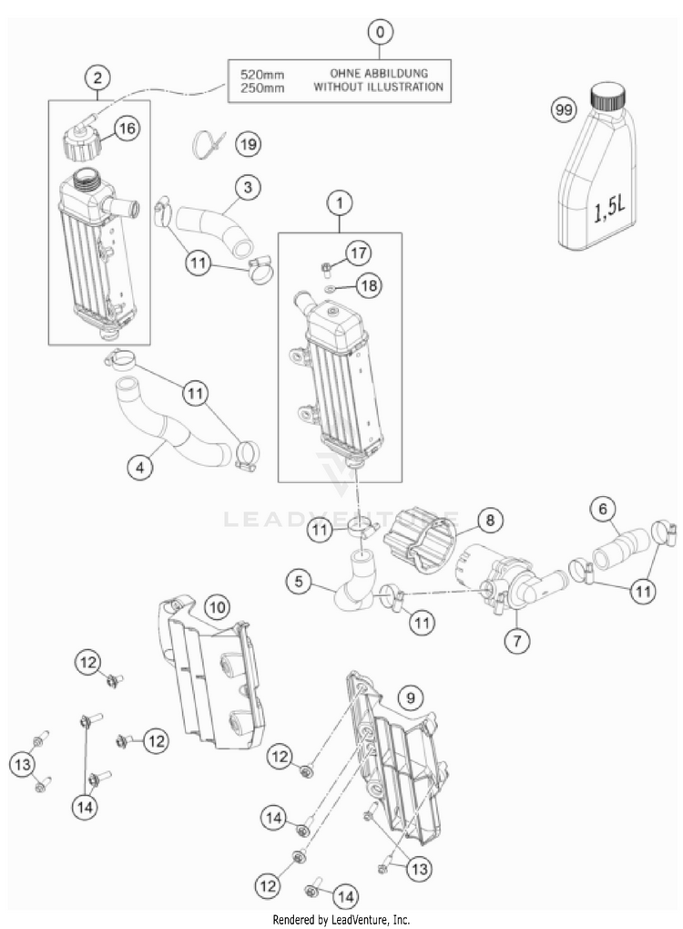Cooling System Freeride E-XC Engine - 2023 Schematic