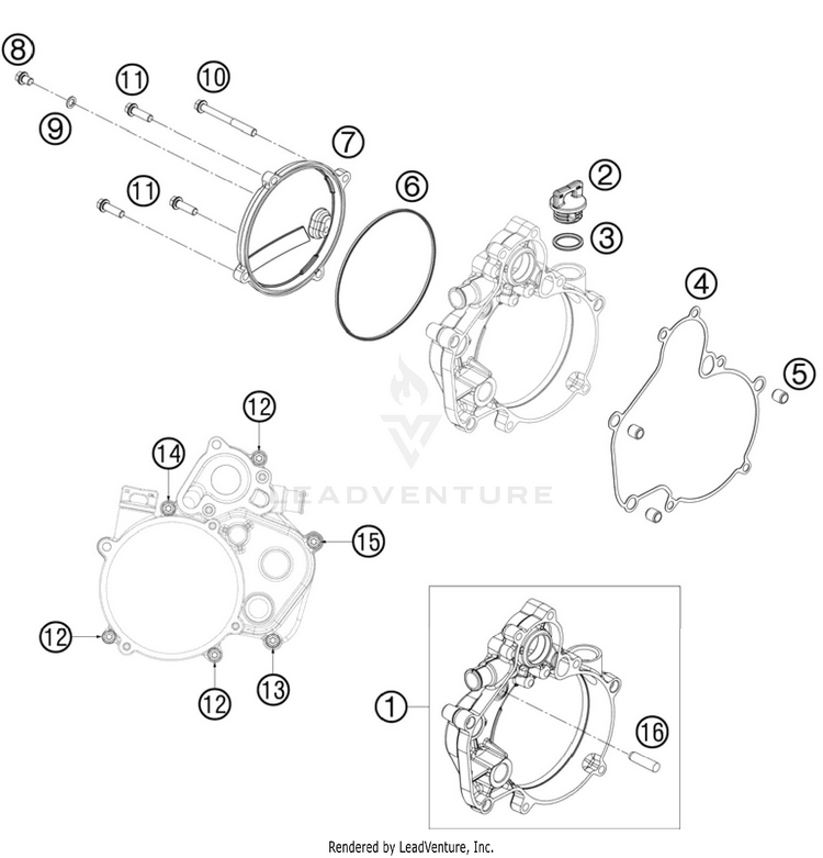 Clutch Cover 50 SX Engine - 2011 Schematic