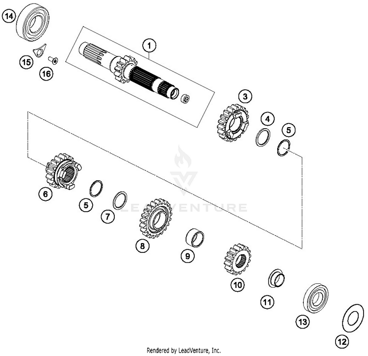 Transmission I - Main Shaft 250 SX-F ENGINE - 2019 Schematic