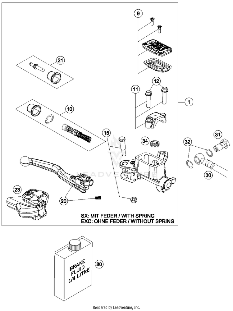 Hand Brake Cylinder 150 XC Chassis - 2014 Schematic