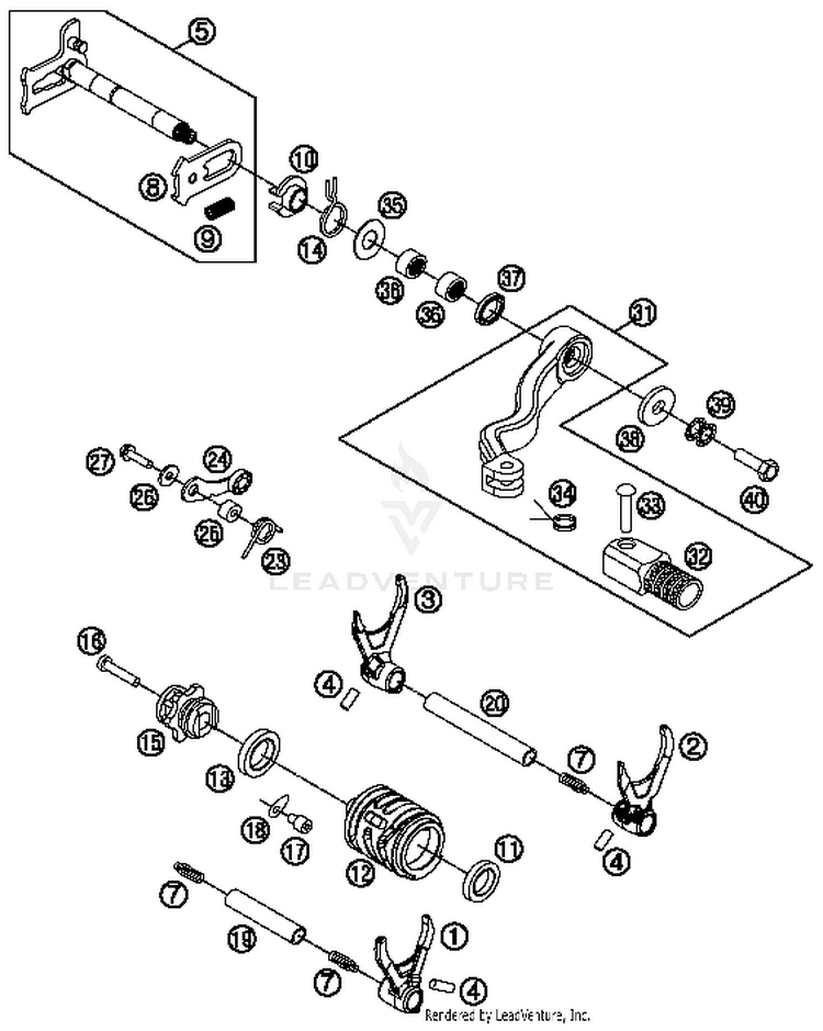 Shifting Mechanism 300 XCW Sixdays Engine - 2014 Schematic