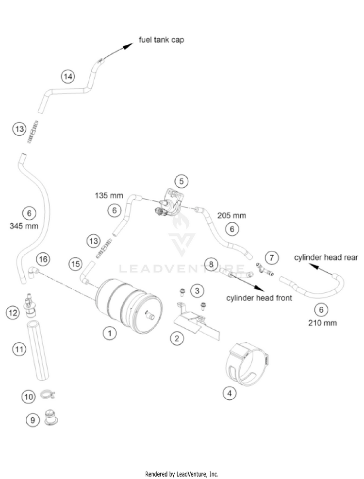 Evaporative Canister 1290 SUPER ADVENTURE S, orange US CHASSIS - 2022 Schematic