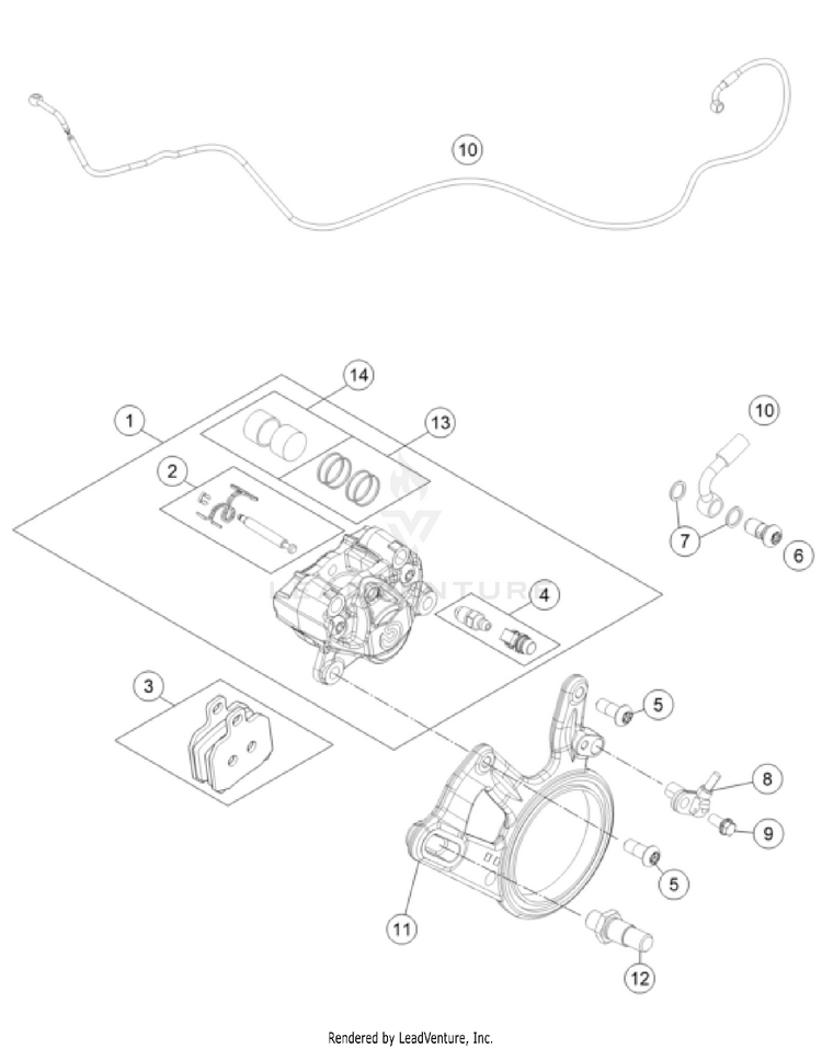 Rear Brake Caliper 1390 SUPER DUKE R EVO, orange CHASSIS - 2024 Schematic