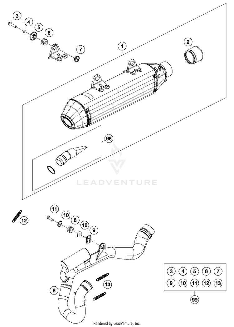 Exhaust System 250 SX-F FACTORY EDITION Chassis - 2016 Schematic