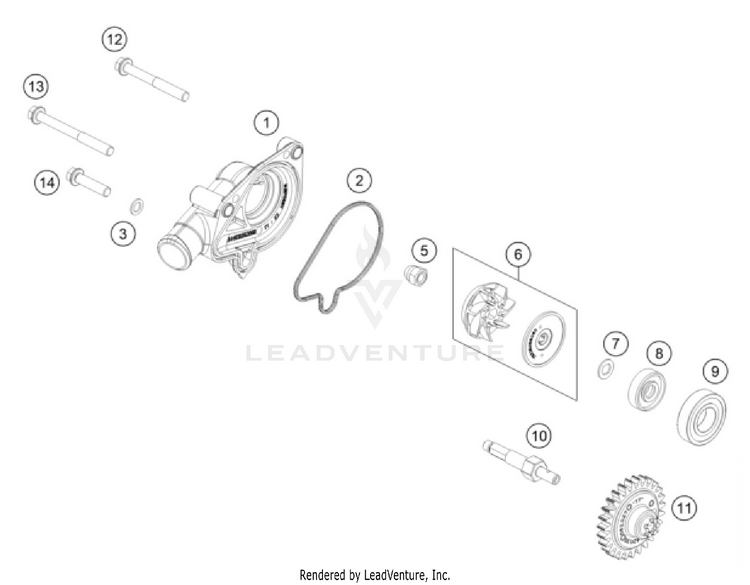 Water Pump 125 SX/XC ENGINE - 2026 Schematic