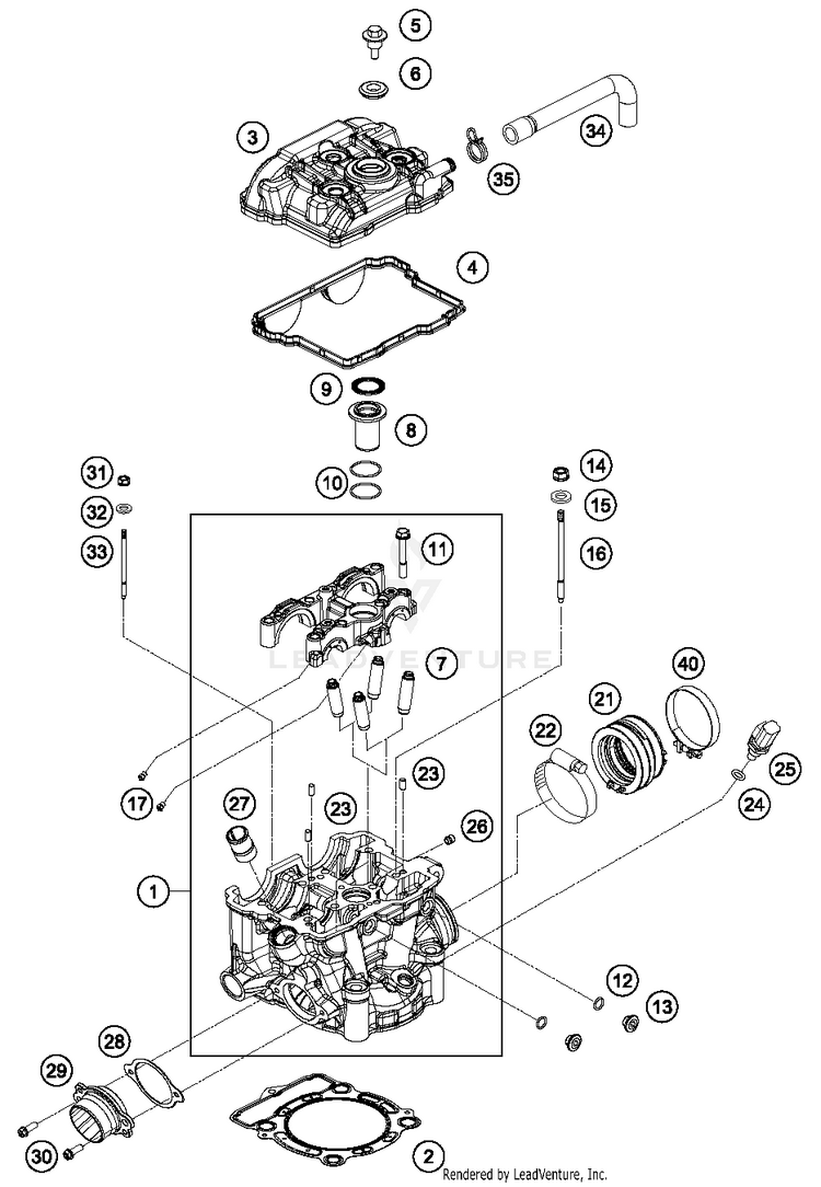 Cylinder Head 350 XCFW SIXDAYS Engine - 2015 Schematic