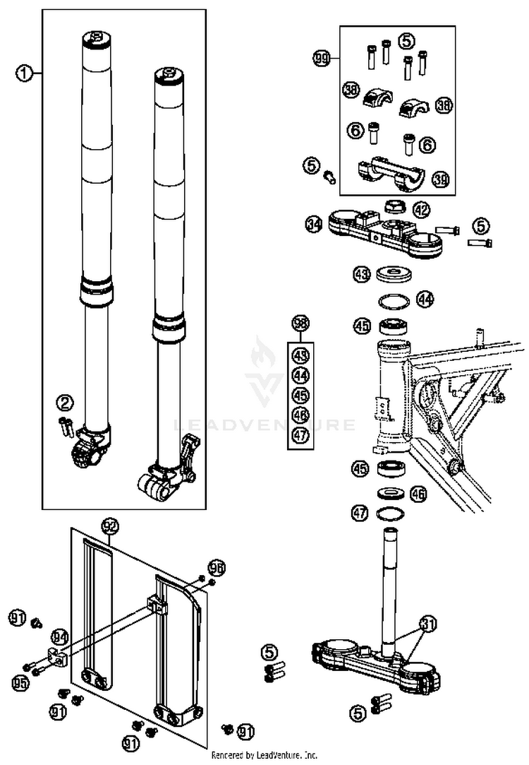 Front Fork, Triple Clamp 65 SX Chassis - 2016 Schematic