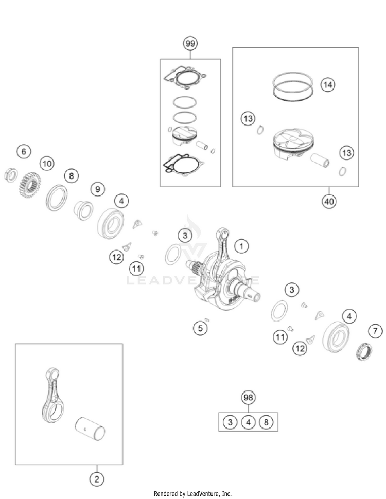 Crankshaft, Piston 250 SX-F ENGINE - 2026 Schematic