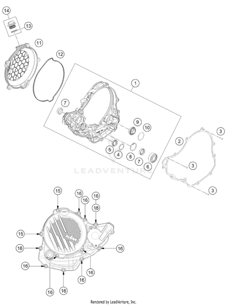 Clutch Cover 350 SX-F ENGINE - 2025 Schematic