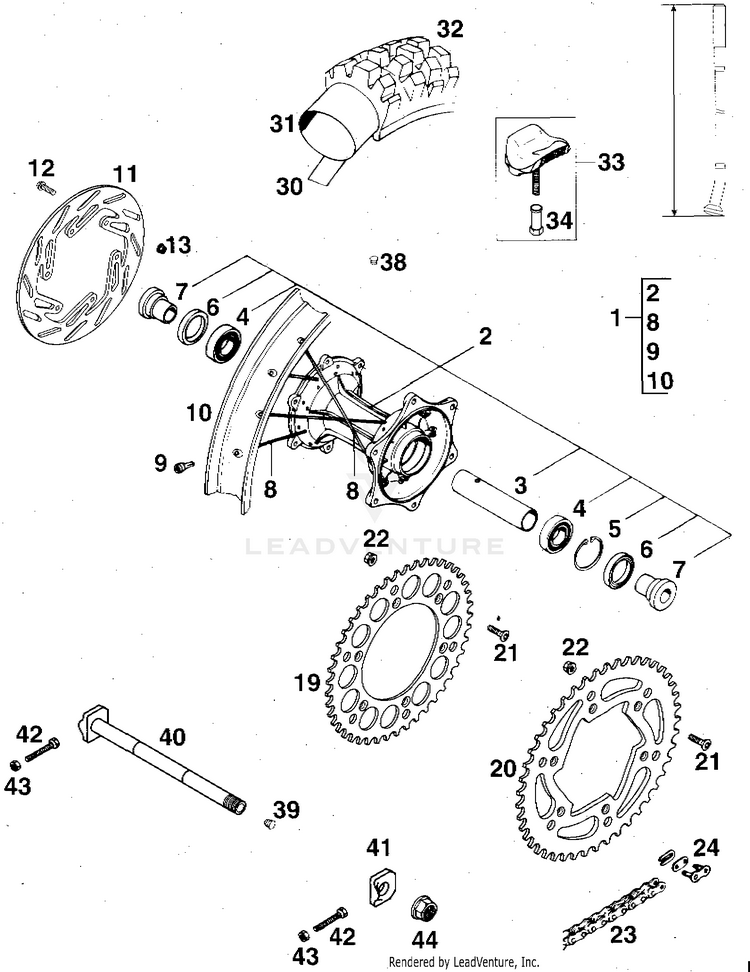 Rear Wheel 360 MXC Chassis - 1997 Schematic