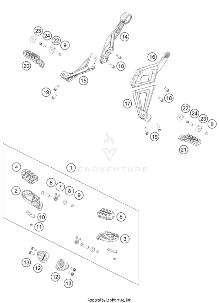 Footpegs 1290 SUPER ADVENTURE S, orange CHASSIS - 2023 Schematic