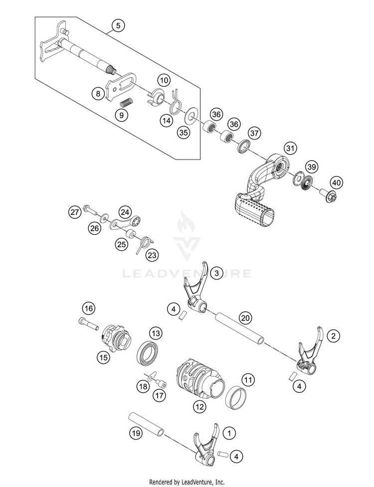 Shifting Mechanism 300 XC-W TPI ENGINE - 2020 Schematic