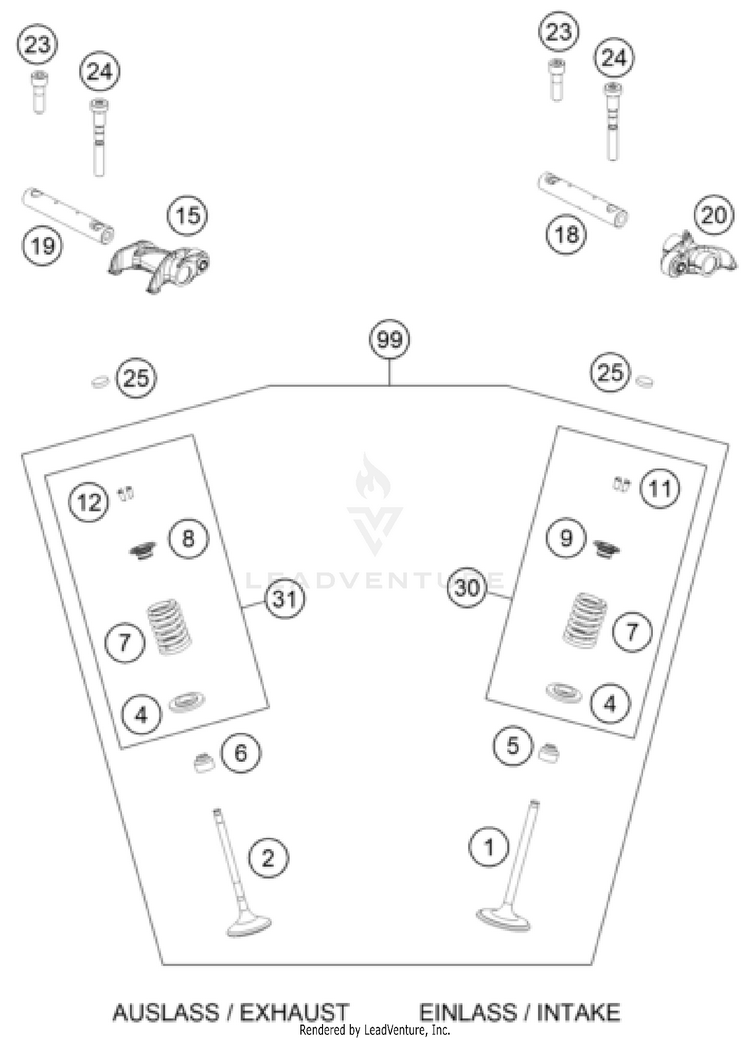 Valve Drive 500 EXC US SL ENGINE - 2025 Schematic