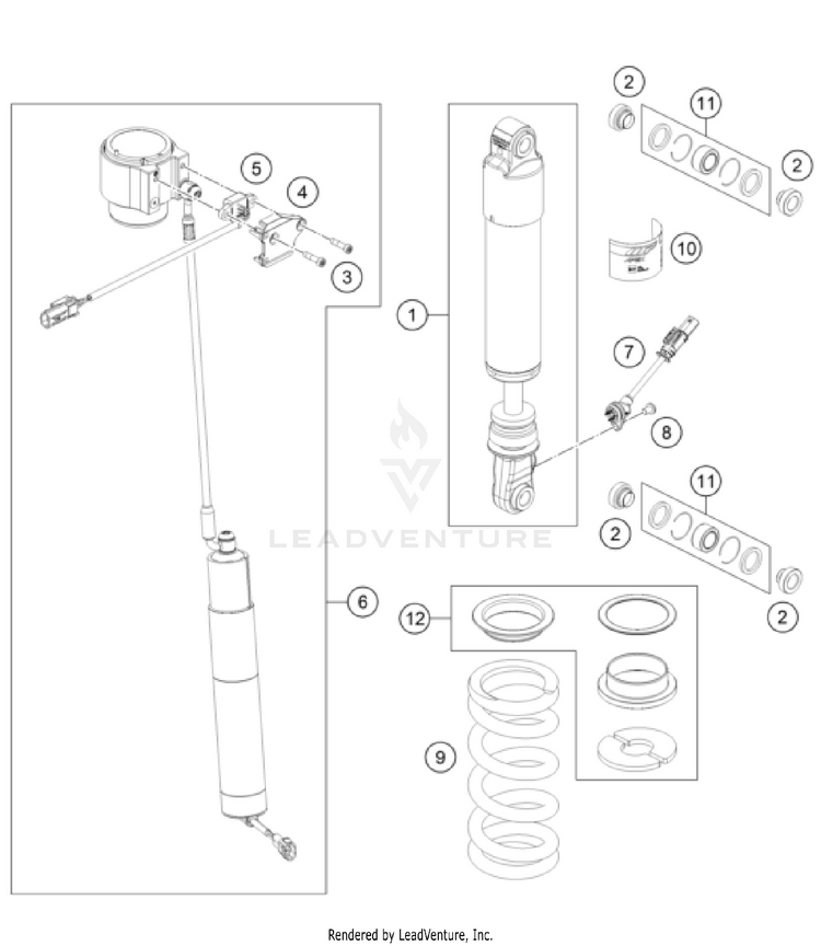 Shock Absorber Disassembled 1290 SUPER ADVENTURE S, orange CHASSIS - 2023 Schematic
