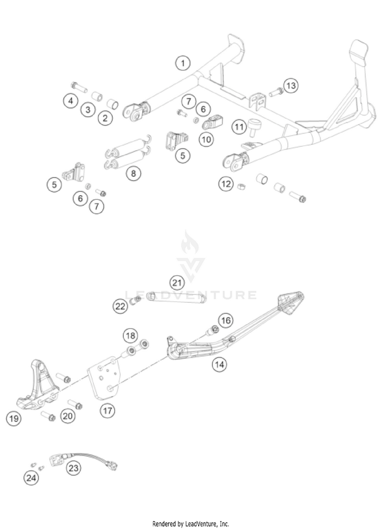 Side / Center Stand 1290 SUPER ADVENTURE S, black US CHASSIS - 2022 Schematic