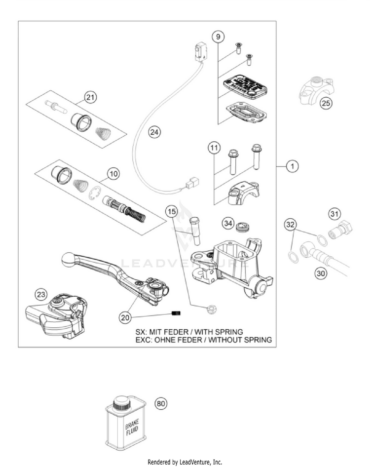 Front Brake Control 500 EXC-F CHASSIS - 2026 Schematic