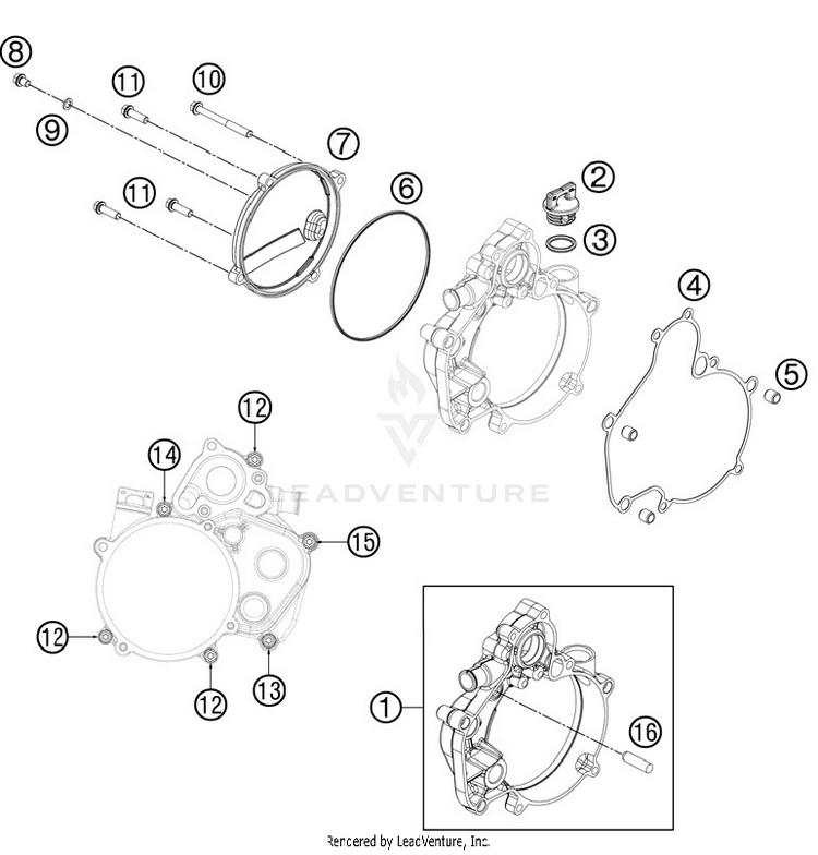 Clutch Cover 50 SX Mini Engine - 2012 Schematic