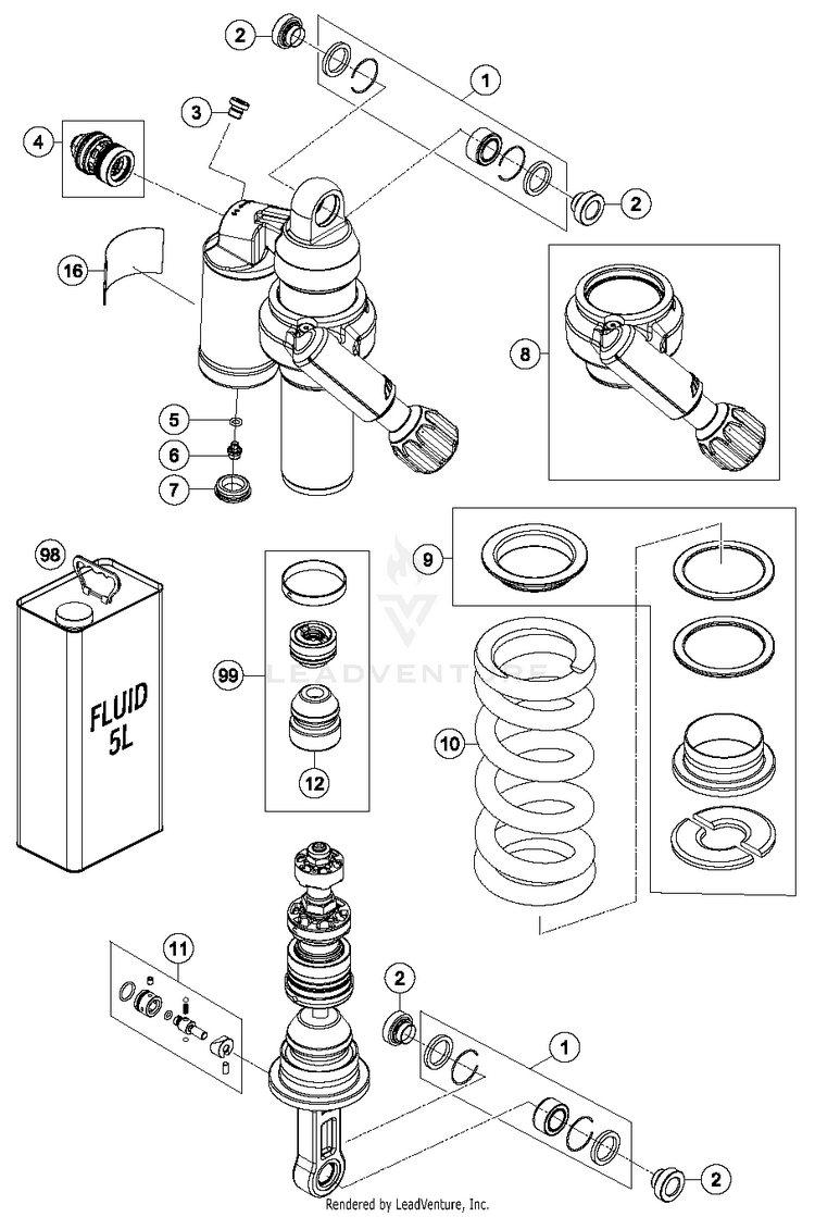 Shock Absorber Disassembled 1290 SUPER ADVENTURE R CHASSIS - 2018 Schematic