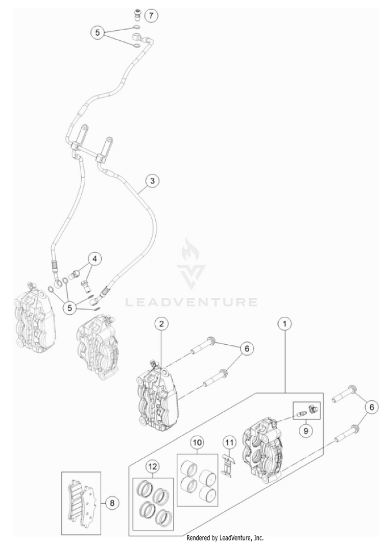 Front Brake Caliper 1290 SUPER DUKE GT, orange CHASSIS - 2023 Schematic