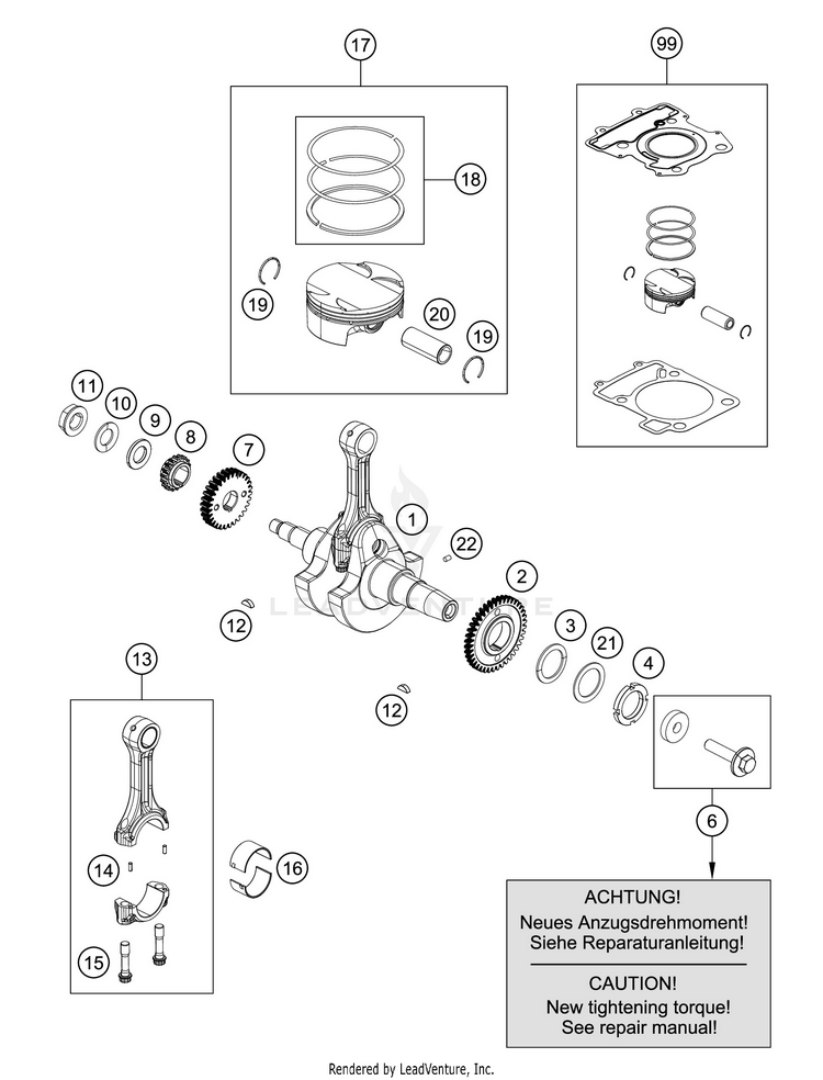 Crankshaft, Piston 390 RC WHITE ABS Engine - 2016 Schematic