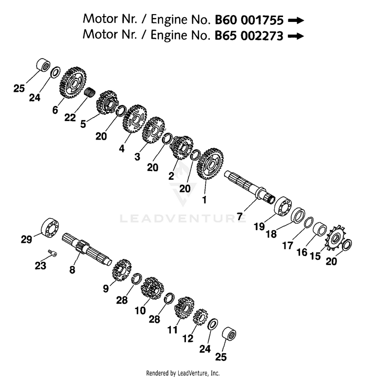 Transmission #2 65 SX Engine - 2000 Schematic